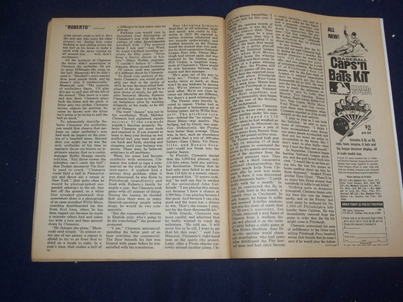 1974 POPULAR SPORTS GRAND SLAM MAGAZINE - ROBERTO CLEMENTE- WILLIE MAYS- ST 6800