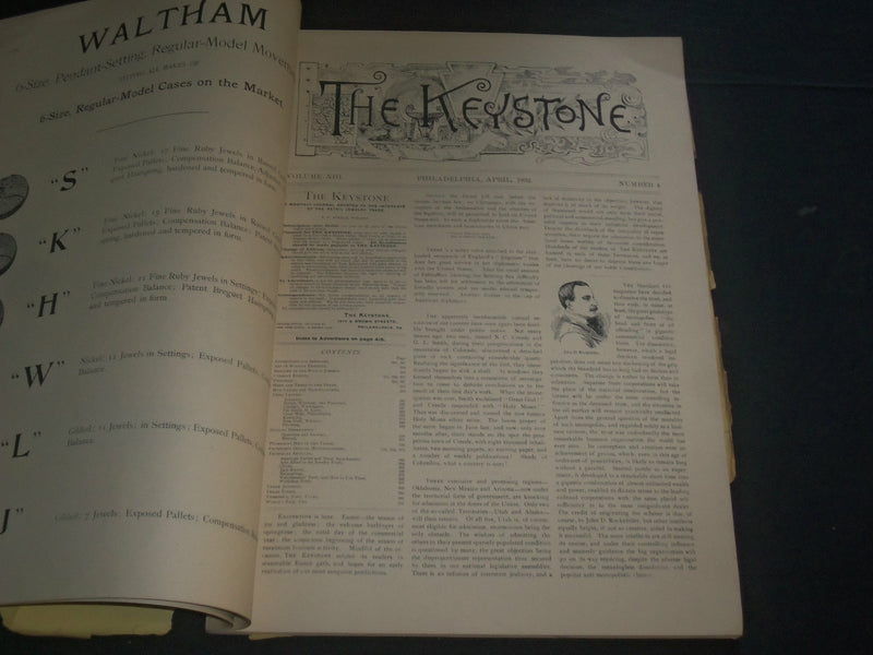 1892 THE KEYSTONE - ORGAN OF THE RETAIL JEWELRY TRADE MAGAZINE - ST 414S
