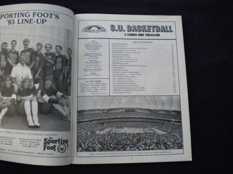 1986 FEBRUARY 23 BASKETBALL PROGRAM - SYRACUSE UNIV VS GEORGETOWN UNIV- SP 3624O