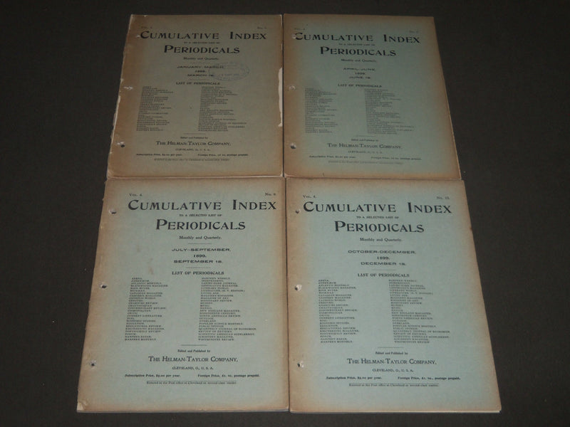1899 CUMULATIVE INDEX OF PERIODICALS QUARTERLY LOT OF 4 - VOLUME 4 - O 1775