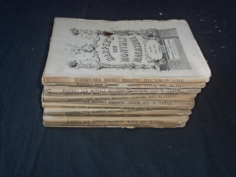 1870-79 HARPER'S MONTHLY MAGAZINE LOT 12 ISSUES-NICE ILLUSTRATIONS & ADS-WR 1409