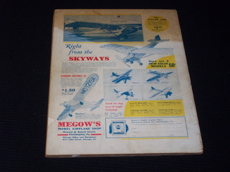 1936 MAY FLYING ACES MAGAZINE ILLUSTRATED FRONT COVER - E 188