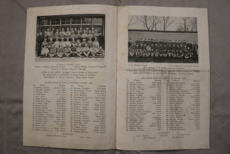 1941-42 CHAMPIONSHIP FOOTBALL GAME PROGRAMS-TILDEN & LEO H.S.-SOLDIER F.- K 3446