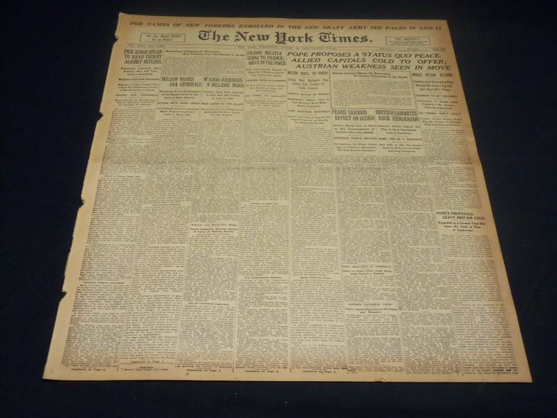 1917 AUGUST 15 NEW YORK TIMES - JUDGE HYLAN TO HEAD TICKET - MITCHEL - NT 8512
