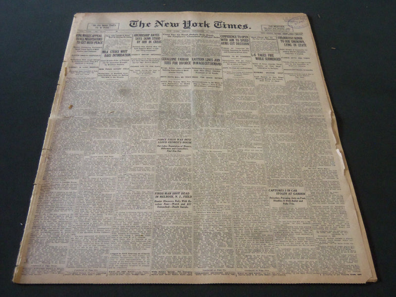 1921 NOVEMBER 11 NEW YORK TIMES - GERALDINE FARRAR SUES FOR DIVORCE - NT 6152