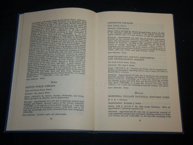 1965 HISTORICAL MANUSCRIPT DEPOSITORIES IN PENNSYLVANIA BOOK - RICHMAN - KD 6726
