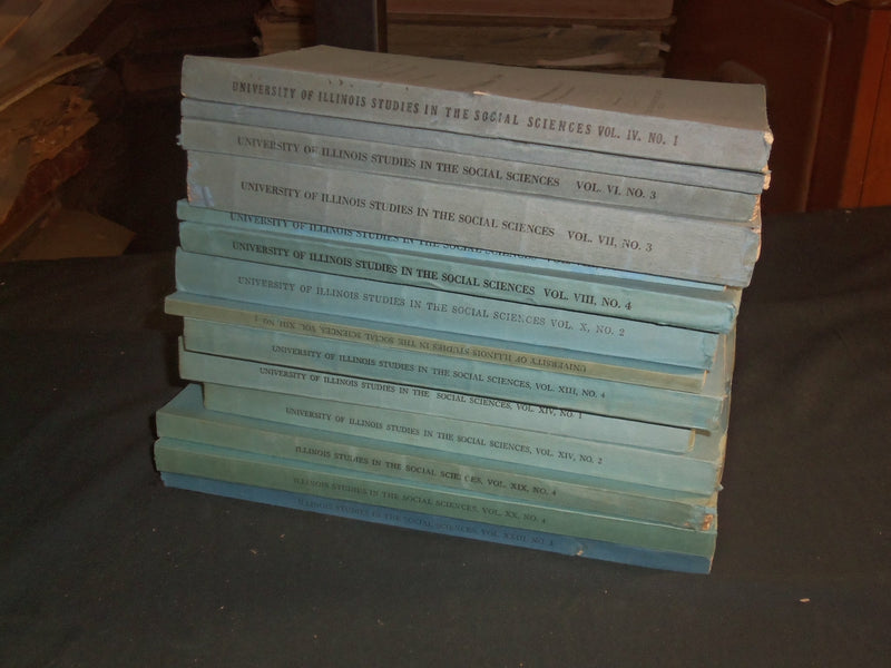 1915-1938 UNIV OF ILLINOIS STUDIES IN THE SOCIAL SCIENCES - LOT OF 14 - WR 102F