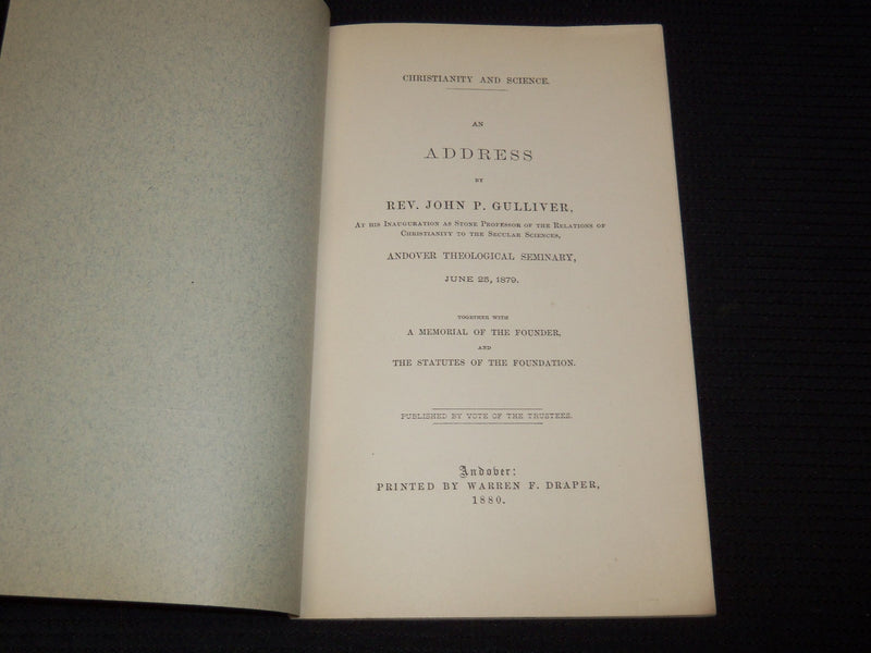 1880 REV. JOHN P. GUILLIVER ADDRESS BOOK - CHRISTIANITY AND SCIENCE - J 7532