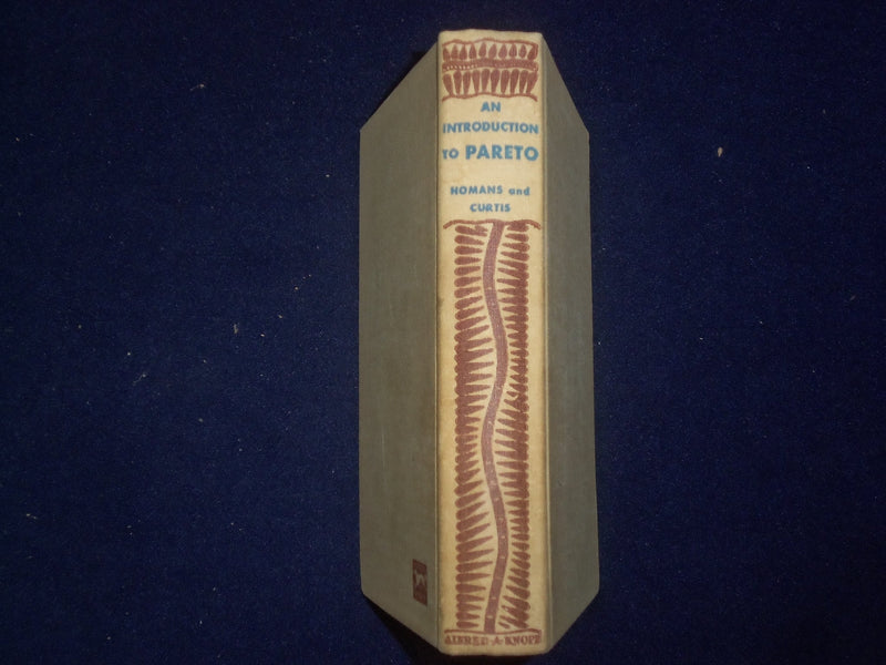 1934 INTRODUCTION TO PARETO HARDCOVER BOOK-HOMANS & CURTIS-1ST EDITION - KD 9202