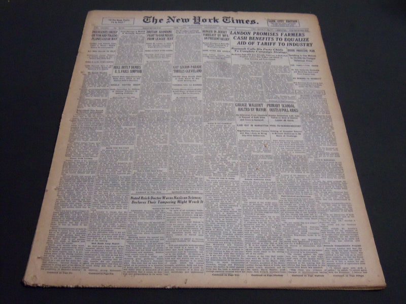 1936 SEPT 23 NEW YORK TIMES - LANDON PROMISES FARMERS CASH BENEFITS- NT 6885
