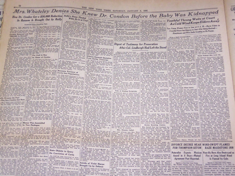 1935 JANUARY 5 NEW YORK TIMES - LINDBERGH NAMES HAUPTMANN AS KIDNAPPER - NT 1941