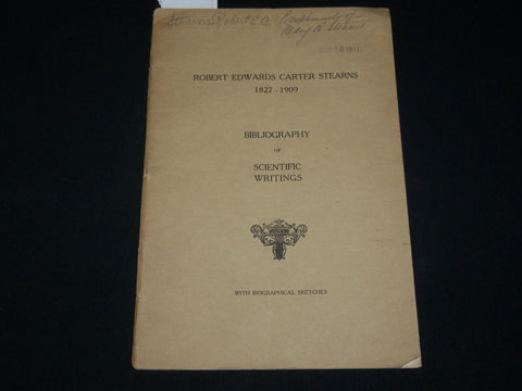 1911 ROBERT EDWARDS CARTER STEARNS BIBLIOGRAPHY SOFTCOVER BOOK - J 6520