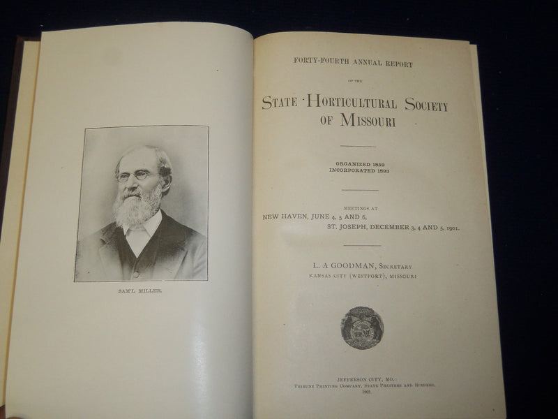 1892 & 1901 MISSOURI HORTICULTUAL SOCIETY ANNUAL REPORT VOLUME LOT OF 2- KD 5590