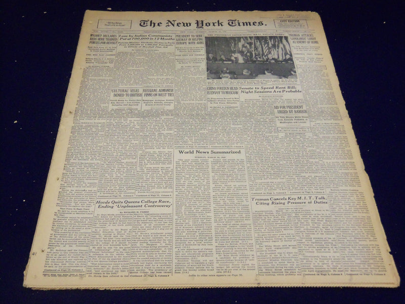 1949 MARCH 22 NEW YORK TIMES - TRUMAN ATTACKS LAND LORDS LOBBY - NT 2673