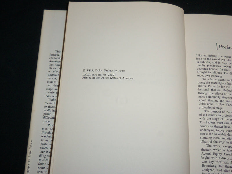 1968 THE ECONOMICS OF THE AMERICAN THEATER HARDCOVER BOOK BY MOORE - KD 7255