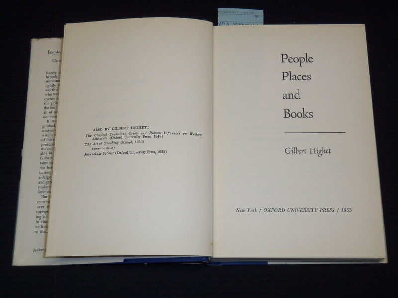 1953 PEOPLE PLACES AND BOOKS SIGNED BY GILBERT HIGHET - HARDCOVER - KD 7734