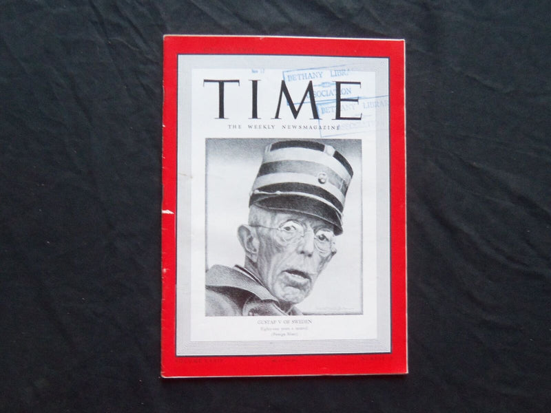 1939 OCTOBER 30 TIME MAGAZINE - KING GUSTAF V - T 684