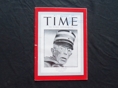 1939 OCTOBER 30 TIME MAGAZINE - KING GUSTAF V - T 684