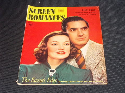 1946 NOVEMBER SCREEN ROMANCES MAGAZINE - TYRONE POWER & GENE TIERNEY - E 16521