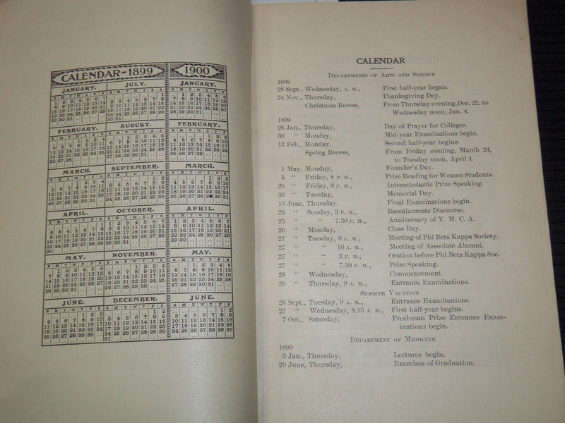1898-1899 UNIVERSITY OF VERMONT STATE AGRICULTURAL COLLEGE CATALOGUE - K 3110