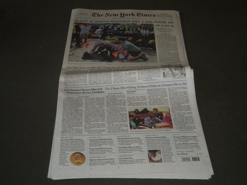 2013 APRIL 16 NEW YORK TIMES - BLASTS AT BOSTON MARATHON KILLS 3 - NP 2559
