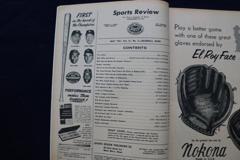 1961 SPORTS REVIEW BASEBALL MAGAZINE - VIRDON - CLEMENTE COVER - E 11904