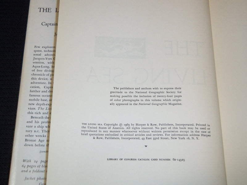 1963 THE LIVING SEA HARDCOVER BOOK BY CAPTAIN J. Y. COUSTEAU - DUGAN - KD 7745