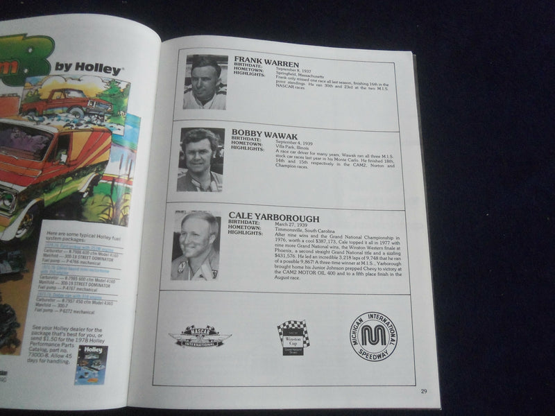 1978 AUGUST 20 CHAMPION SPARK PLUG 400 RACING PROGRAM - SP 3804H