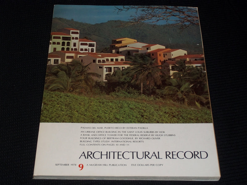 1978 SEPTEMBER ARCHITECTURAL RECORD MAGAZINE - PALMAS DEL MAR PR COVER - E 4185