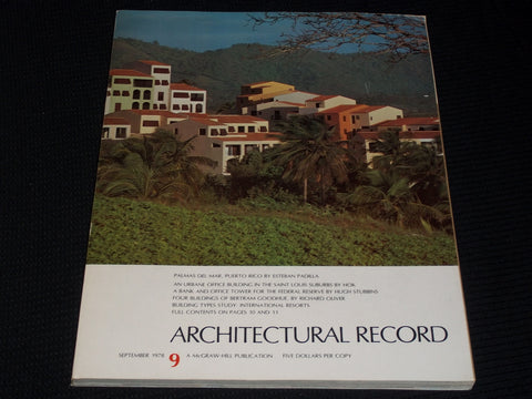 1978 SEPTEMBER ARCHITECTURAL RECORD MAGAZINE - PALMAS DEL MAR PR COVER - E 4185