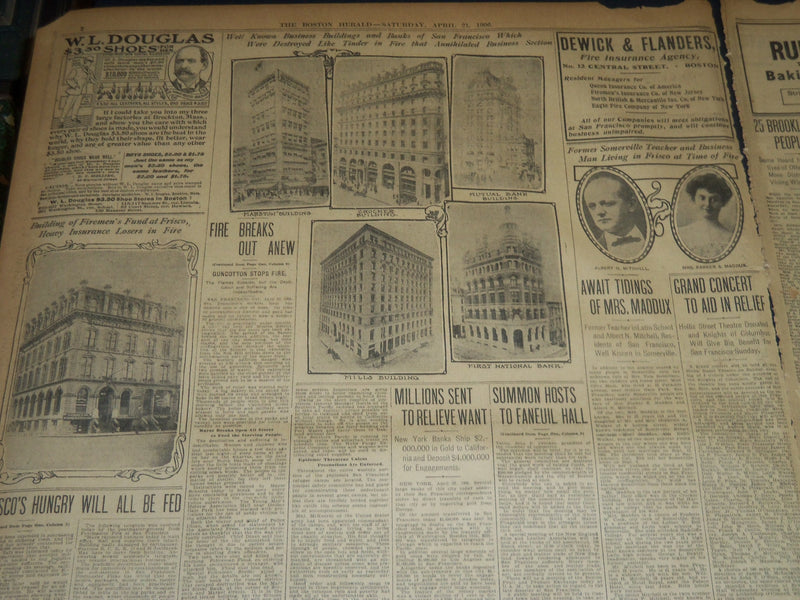 1906 APRIL 21 THE BOSTON HERALD NEWSPAPER - FIRE BREAKS OUT ANEW - BH 296