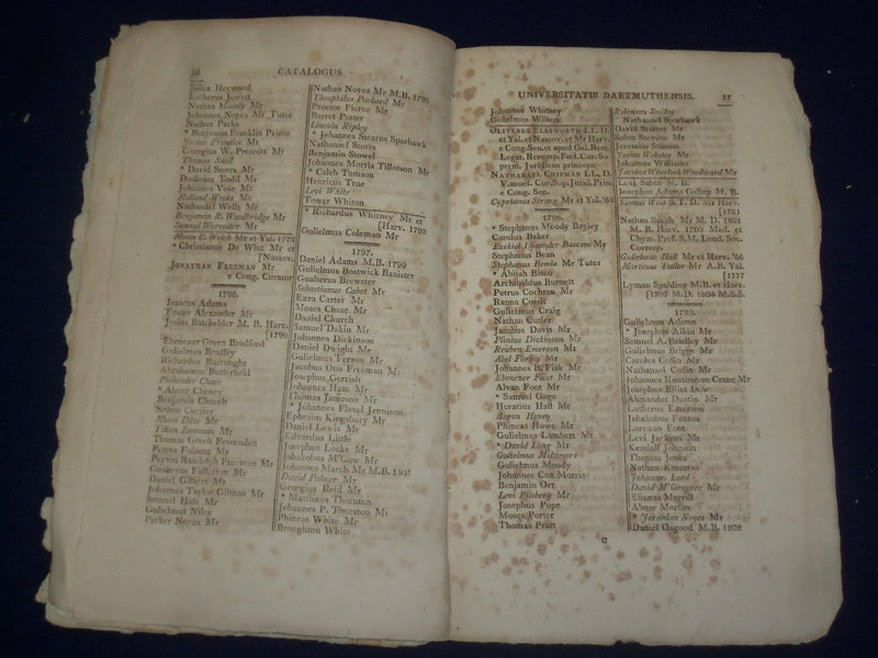 1807 UNIVERSITATE DARTMUTHENSI CATALOGUS - J 4708