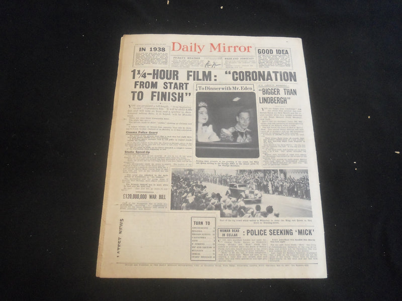 1937 MAY 15 DAILY MIRROR NEWSPAPER - LONDON -KING GEORGE VI & HIS QUEEN- NP 5753