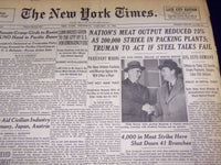 1946 JANUARY 17 NEW YORK TIMES - MEAT OUTPUT REDUCED 75% - NT 3236
