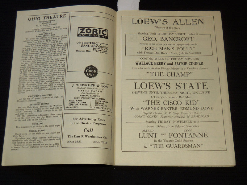 1931 OHIO THEATRE PROGRAM - SHAKESPEARE - J 8012