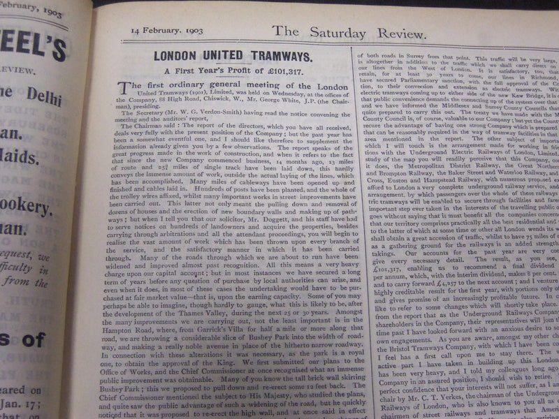 1903 SATURDAY REVIEW 2 BOUND VOLUMES - COMPLETE YR- PUBLISHED IN LONDON - R 1091