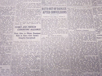 1925 APRIL 10 NEW YORK TIMES - RUTH OUT OF DANGER AFTER CONVULSIONS - NT 5113