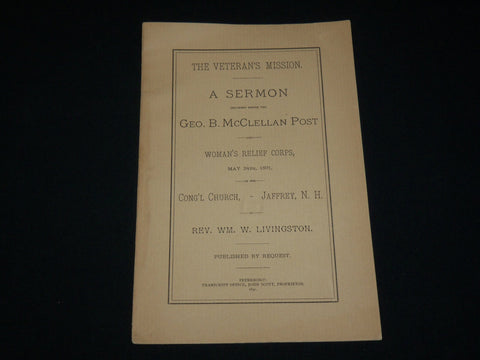 1891 GEO. B. MCCLELLAN POST SERMON BOOK - JAFFREY NEW HAMPSHIRE - J 6237