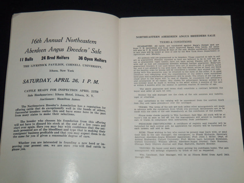 1952 NORTHEASTERN ABERDEEN-ANGUS BREEDERS' 16TH ANNUAL SALE CATALOG - J 9106