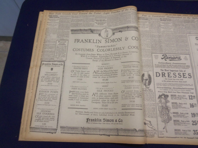 1920 JUNE 13 NEW YORK TIMES-HARDING NOMINATED FOR PRESIDENT, COOLIDGE VP-NT 9113