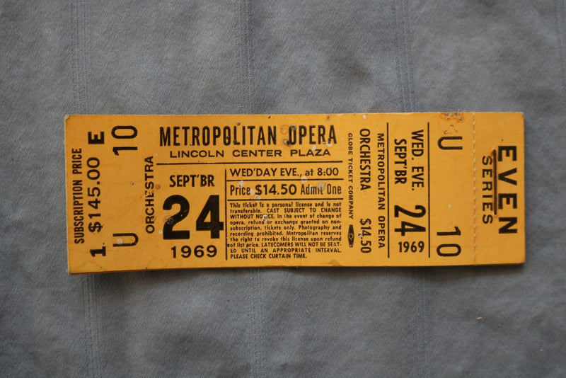 1969 METROPOLITAN OPERA UNUSED TICKETS - LOT OF 5 - K 3141