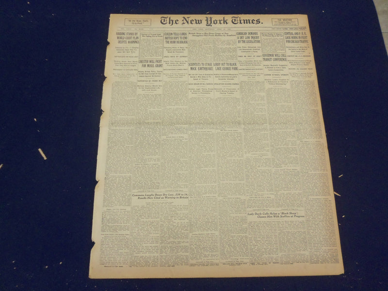 1923 APRIL 21 NEW YORK TIMES - SCIENTISTS TO STAGE A MOCK EARTHQUAKE - NT 8355