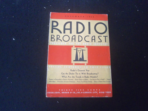 1929 NOVEMBER RADIO BROADCAST MAGAZINE - NICE COVER, ARTICLES & PHOTOS - B 434W