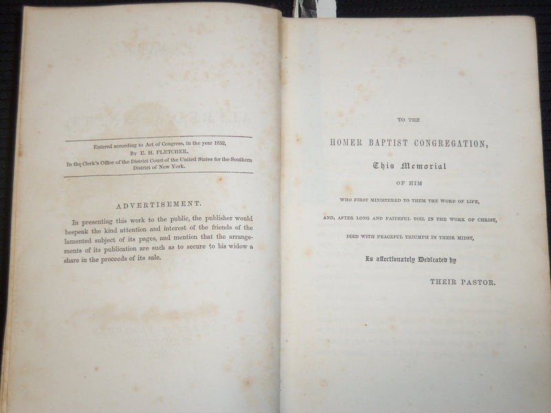 1852 MEMOIR OF ALFRED BENNETT BOOK BY H. HARVEY - KD 9420
