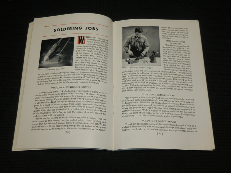1940'S HANDY REPAIR HINTS FOR FARM USE SOFTCOVER BOOK - J 7004