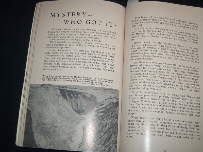 1960 STORY OF MONTANA - YELLOWSTONE EARTHQUAKE BY CHRISTOPHERSON - J 8726