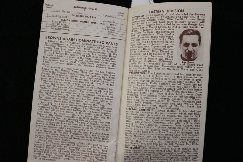 1956 FOOTBALL SCHEDULE - EARLY TIMES BOURBON - LOT OF 2 - K 2842