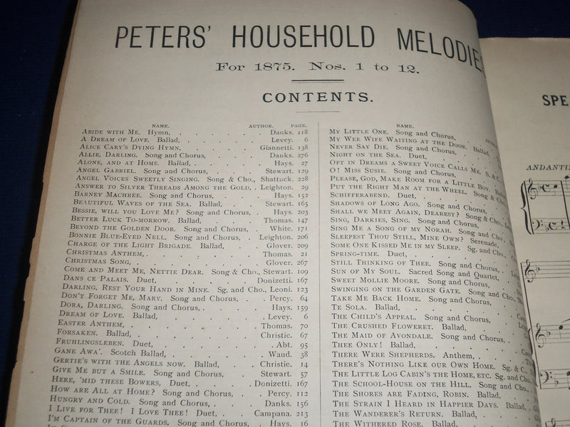 1875 PETER'S HOUSEHOLD MELODIES VOL NO. 1 ISSUES 1-12 - MUSIC SCORES - KD 2373