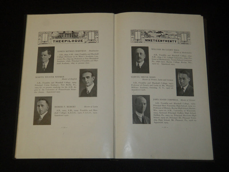 1920 THE EPILOGUE FRANKLIN AND MARSHALL ACADEMY YEARBOOK - LANCASTER PA- YB 1900