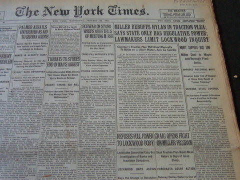 1921 JANUARY 26 NEW YORK TIMES - MILLER REBUFFS HYLAN IN TRACTION PLEA - NT 6156